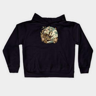 Aquatic Animal Vintage Sunset Art Floral Japanese Otter Kids Hoodie